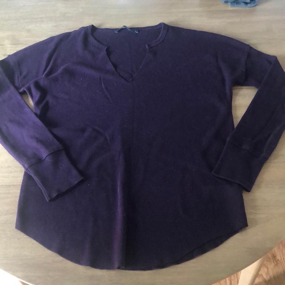Decjuba, waffle knit thermal, long sleeve, oversized fit, small, plum